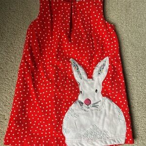 Mini Boden Red Polka Dot Dress with Bunny Appliqué